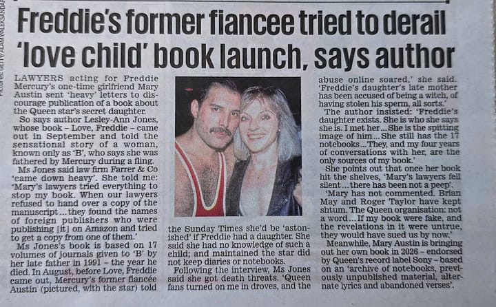 How Freddie's former fiancee tried to derail 'Love, Freddie' book launch